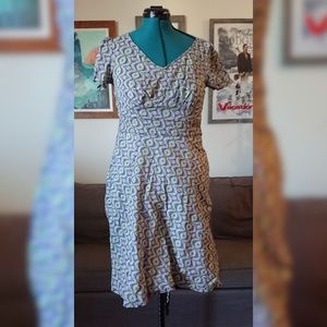 eShakti purple graphic cambric cotton dress